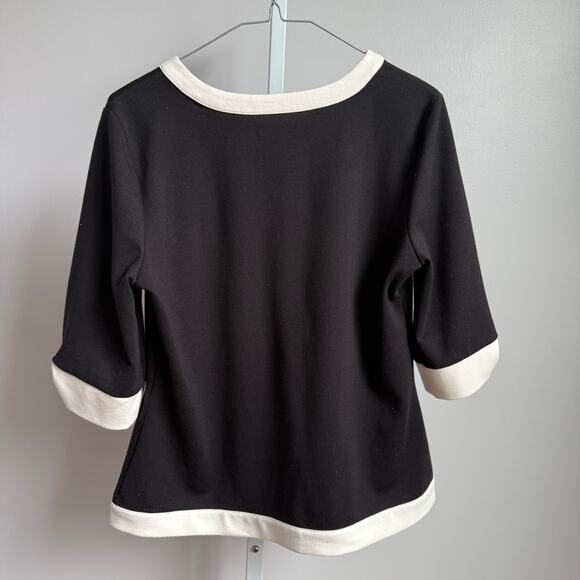 Covington sz M black white open button cardigan - Picture 7 of 9